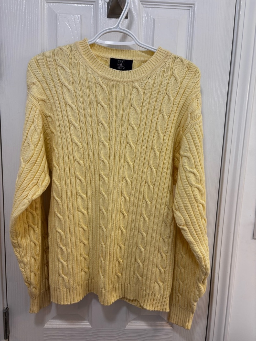 Hunt Club Pale Yellow Cable Crewneck Sweater